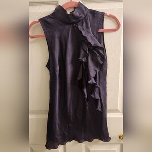 Sleeveless Eggplant Ruffle Blouse
